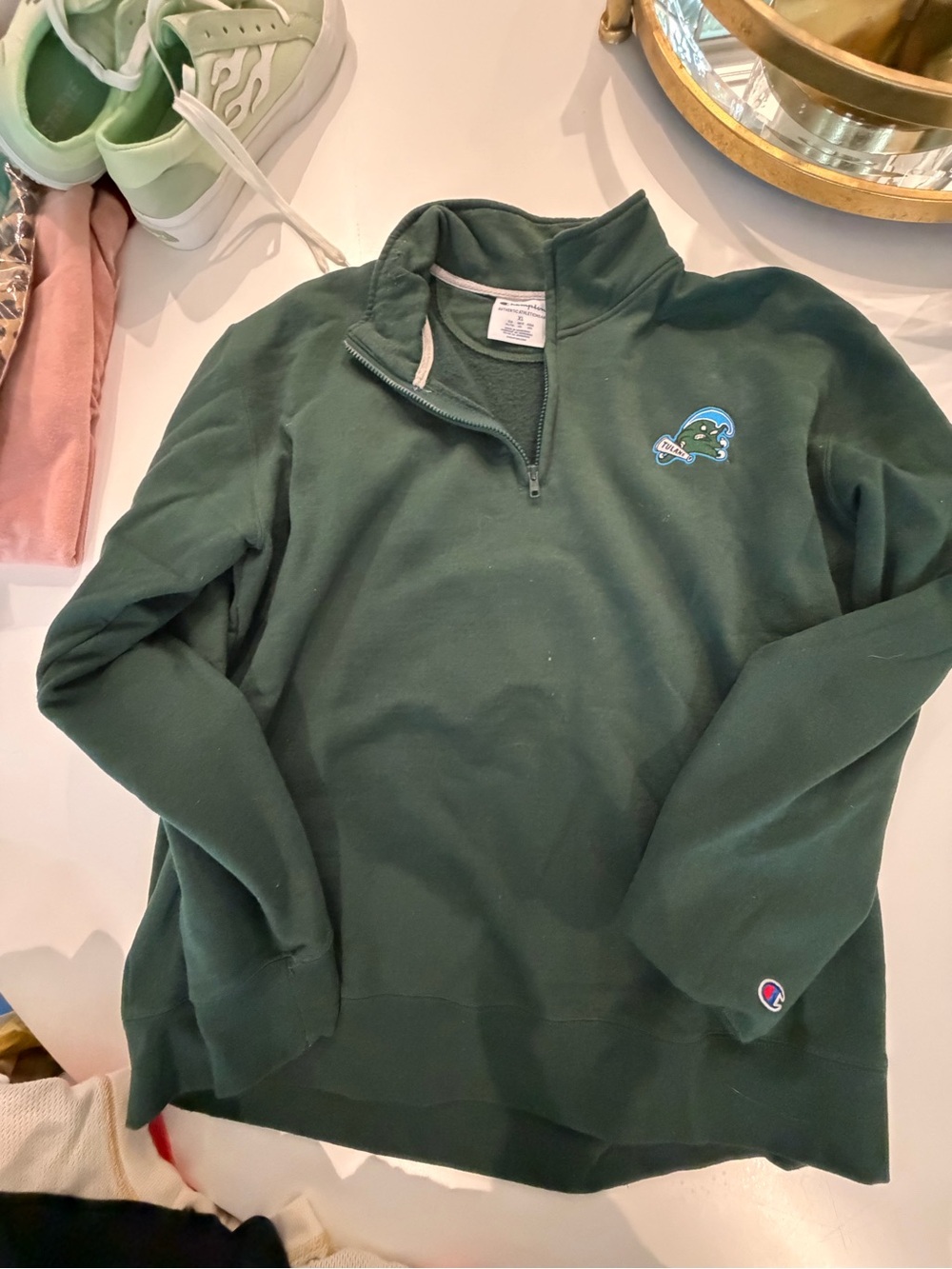 Champion Forest Green Quarter-Zip Pullover